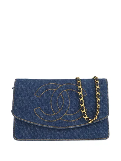 Pre-owned Chanel 1996-1997 Timeless Cc-motif Mini Bag In Blue