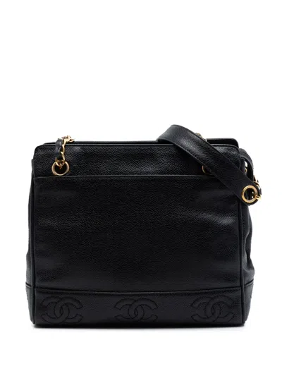 Pre-owned Chanel 1996-1997 Triple Cc Caviar Tote Bag In Black