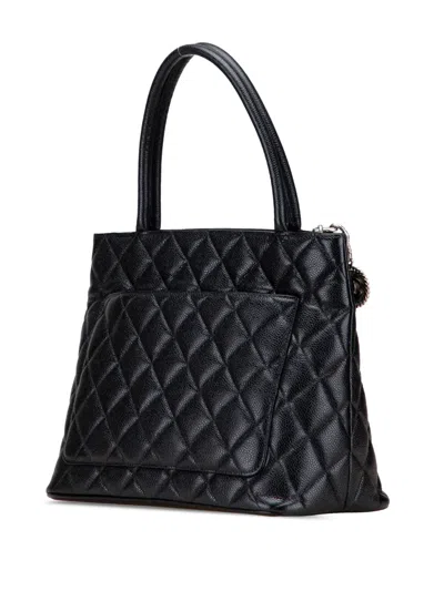 Pre-owned Chanel 1997-1999 Caviar Medallion Tote Bag In Black