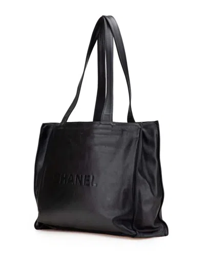 Pre-owned Chanel 1997-1999 Cc Lambskin Tote Bag In Black