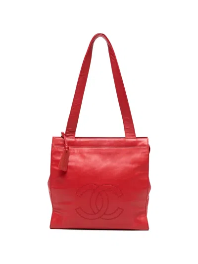 Chanel 1997-1999 Coco Mark Leather Shoulder Bag In Red