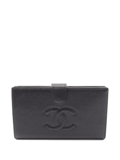 Pre-owned Chanel 1997-1999 Coco Mark Wallet In Black