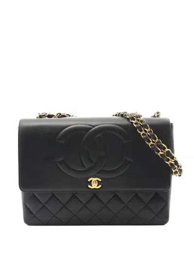 Pre-owned Chanel 1997-1999 Decamatlassé Chain Shoulder Bag In Black