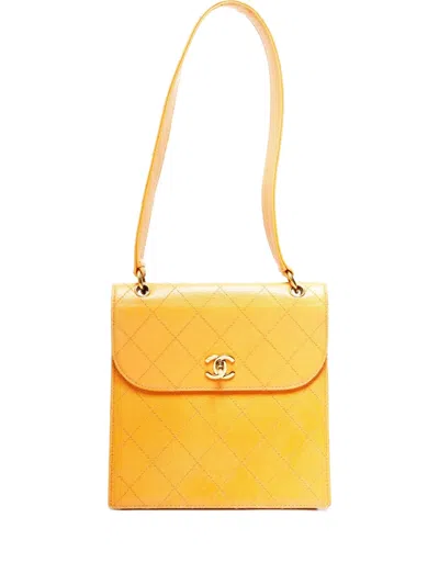 Pre-owned Chanel 1997-1999 Diamond Shoulder Bag In Orange