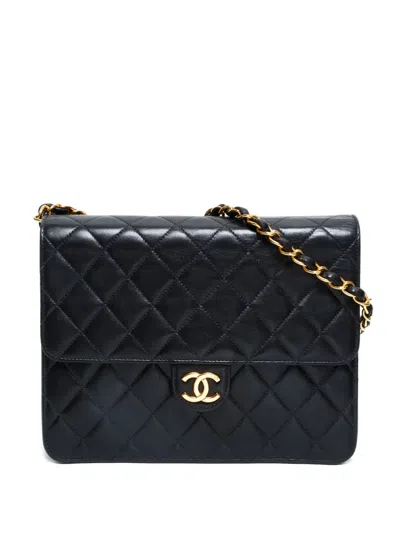 Pre-owned Chanel 1997-1999 Half Flap Push-lock Shoulder Bag In Black