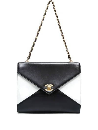 Pre-owned Chanel 1997-1999 Letter Flap Shoulder Bag In Black