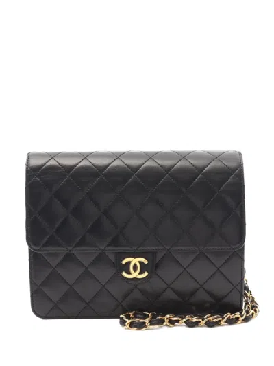 Pre-owned Chanel 1997-1999 Matelassé Single Flap Chain Shoulder Bag In Black