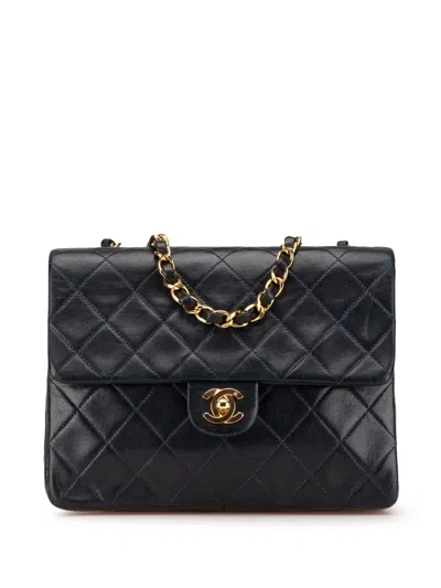 Pre-owned Chanel 1997-1999 Mini Classic Lambskin Single Flap Crossbody Bag In Black