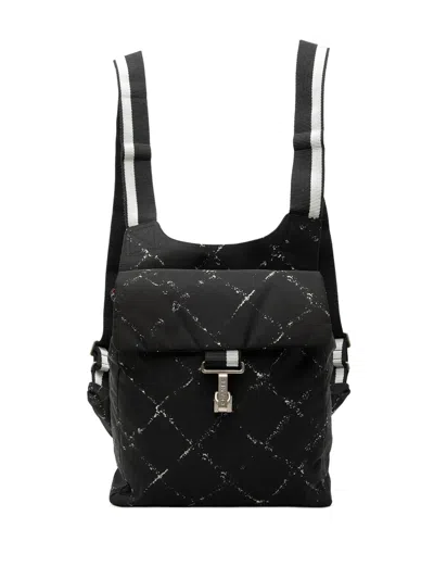 Pre-owned Chanel 1997-1999 Old Travel Line Nylon Backpack In Black
