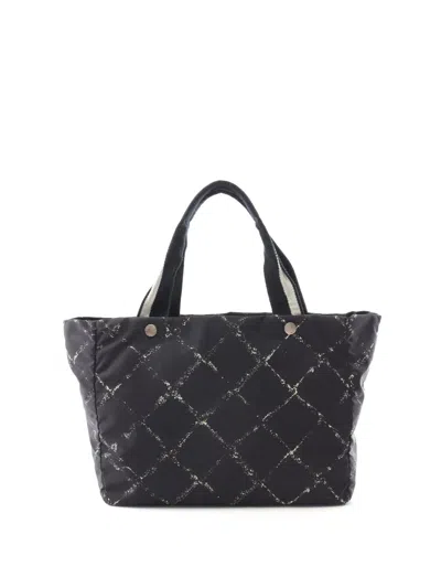 Pre-owned Chanel 1997-1999 Old Travel Line Nylon Tote Bag In Black