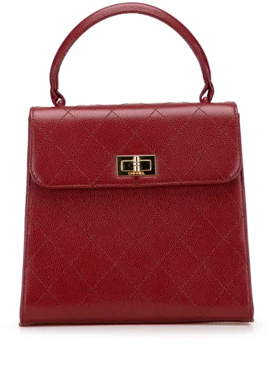 Pre-owned Chanel 1997-1999 Reissue 2.55 Quilted Caviar Top Handle Flap Handbag In Red