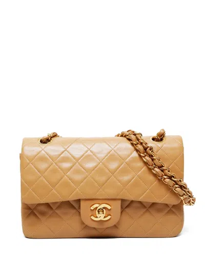 Pre-owned Chanel 1997-1999 Small Classic Double Flap Shoulder Bag In Brown