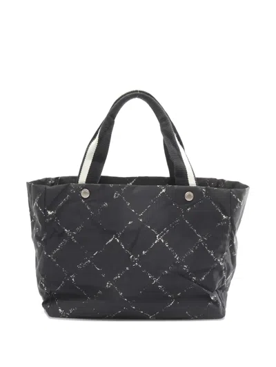 Pre-owned Chanel 1997-1999 Travel Line Tote Bag In Black