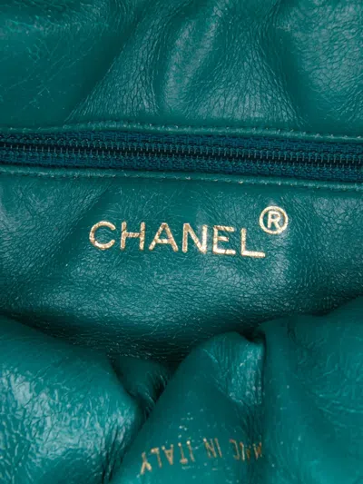 Pre-owned Chanel 1997-1999 Woven Lambskin Drawstring Pouch Crossbody Bag In Blue