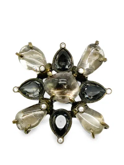 Pre-owned Chanel 1997 Byzantine Rock Crystal Brooch In Gray