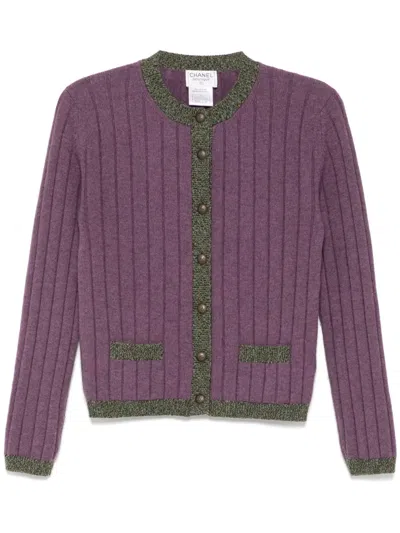 Pre-owned Chanel 1997 Cashmere Cardigan In Purple