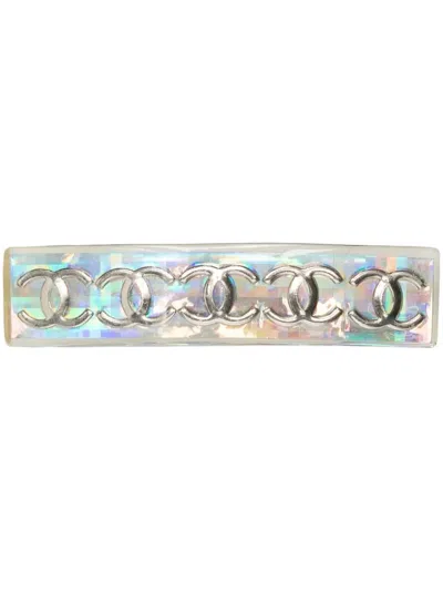 Pre-owned Chanel 1997 Cc Barrette In White