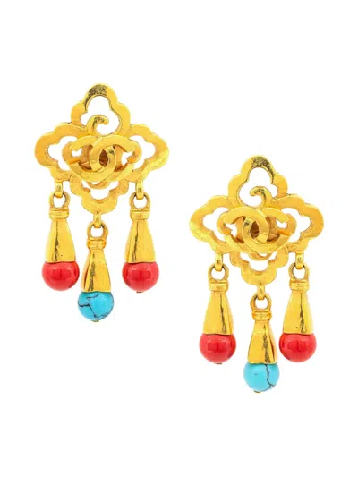 Pre-owned Chanel 1997 Cc Clip-on Earrings In Gold