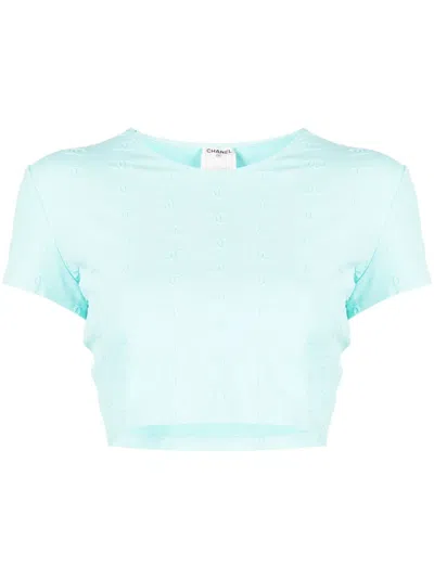 Pre-owned Chanel 1997 Cc Cropped T-shirt In Blue