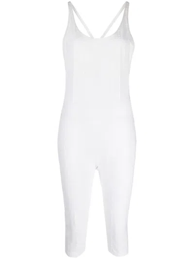 Pre-owned Chanel 1997 Cc Logo-jacquard Bodysuit In White