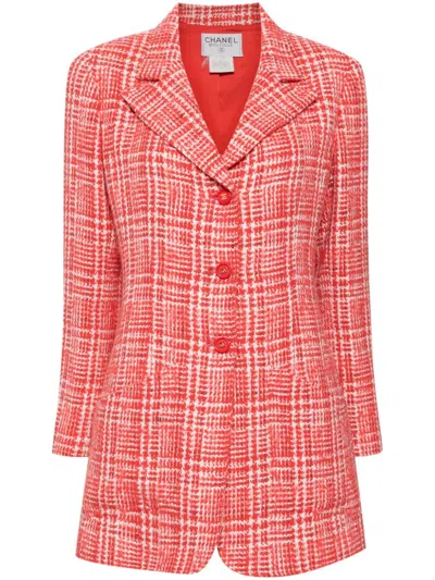 Pre-owned Chanel 1997 Cc Mark Button Jacket In Red