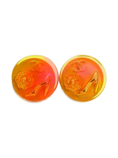 Pre-owned Chanel 1997 Cc Mark Clip-on Earrings In Gold
