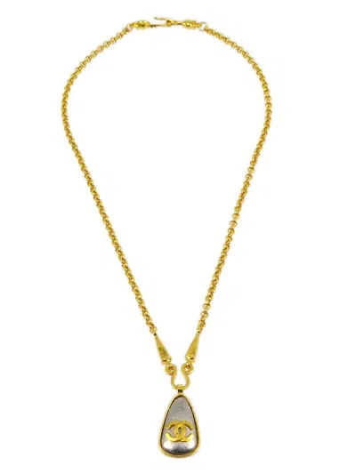 Pre-owned Chanel 1997 Cc Pendant Necklace In Gold