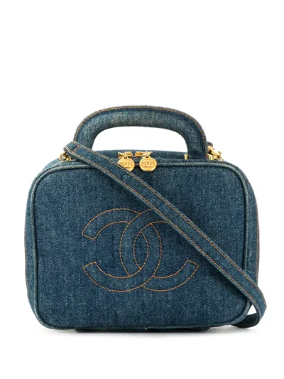 Pre-owned Chanel 1997's Cc Stitch Vanity Shoulder Bag In Blue