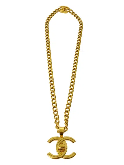 Pre-owned Chanel 1997 Cc Turn-lock Pendant Necklace In Gold