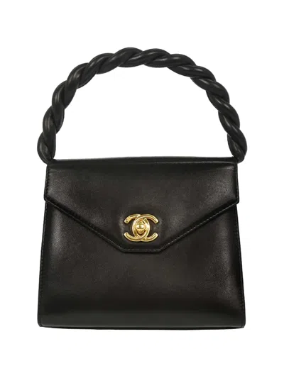 Pre-owned Chanel 1997 Cc Turn-lock Tote Bag In Black