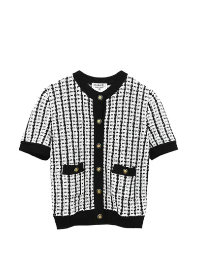 Pre-owned Chanel 1997 Cc-logo Cardigan In White