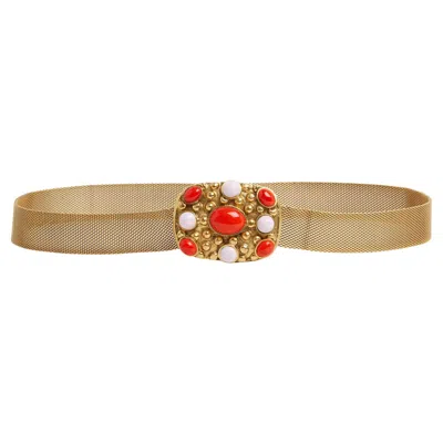 Pre-owned Chanel 1997 Ceinture T70 Gripoix Haute Couture Mesh And Glass Belt Us28 In Brown