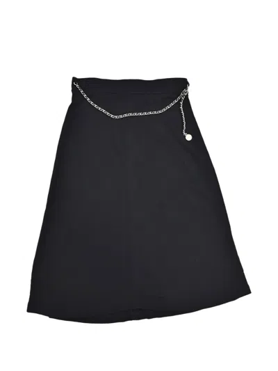 Pre-owned Chanel 1997 Chain-link-trim Skirt In Black