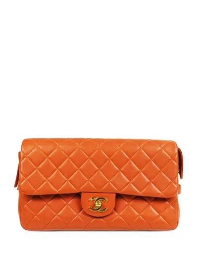 Pre-owned Chanel 1997 Classic Flap Backpack In Orange