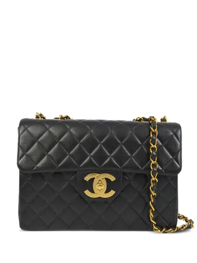 Pre-owned Chanel 1997 Classic Flap Jumbo Shoulder Bag In Black
