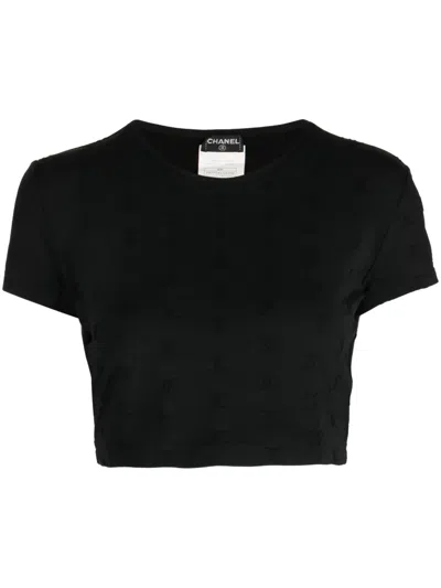 Pre-owned Chanel 1997 Coco Embroidered T-shirt In Black