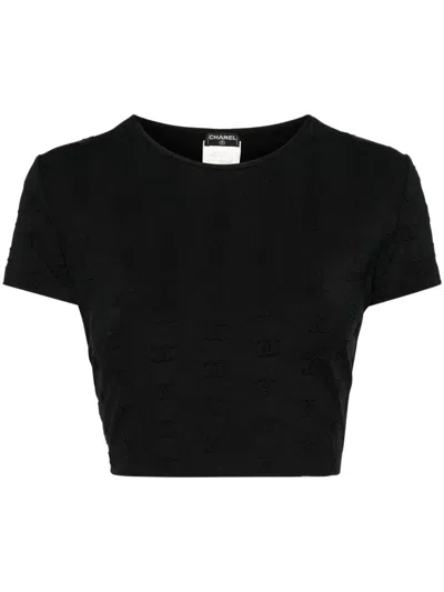Pre-owned Chanel 1997 Cropped T-shirt In Black