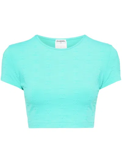 Pre-owned Chanel 1997 Cropped T-shirt In Green