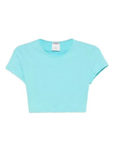Pre-owned Chanel 1997 Cropped T-shirt Top In Blue