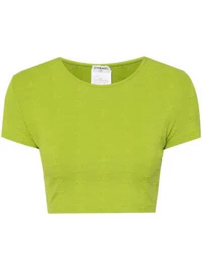 Pre-owned Chanel 1997 Cropped T-shirt Tops In Green