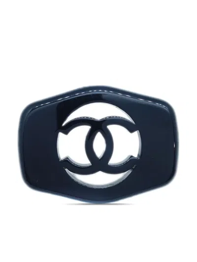 Pre-owned Chanel 1997 Cut-out Cc Brooch In Black