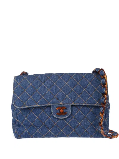Pre-owned Chanel 1997 Denim Diamond-quilted Shoulder Bag In 蓝色