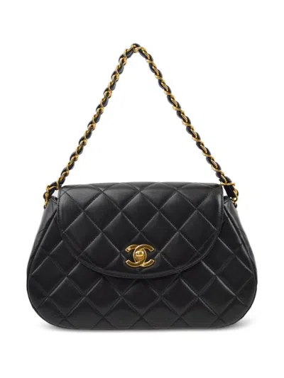 Pre-owned Chanel 1997 Diamond-quilted Leather Handbag In Black