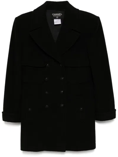 Pre-owned Chanel 1997 Double Breasted Coat In Black