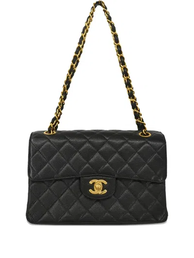 Pre-owned Chanel 1997 Double Classic Flap Shoulder Bag In Black