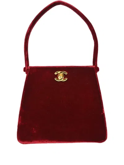 Pre-owned Chanel 1997 Double Sided Turn-lock Tote Bag In Red