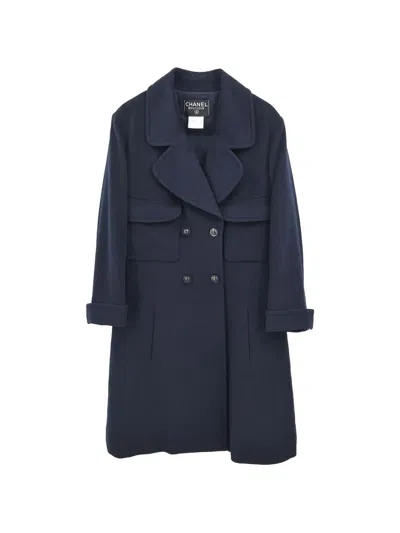 Pre-owned Chanel 1997 Double-breasted Coat In Blue