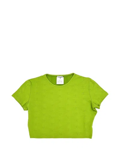 Pre-owned Chanel 1997 Interlocking Cc Cropped T-shirt In Green