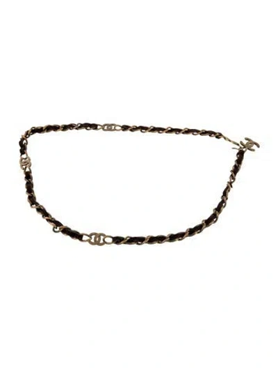 Pre-owned Chanel 1997 Interlocking Cc Logo Waist Belt In Brown