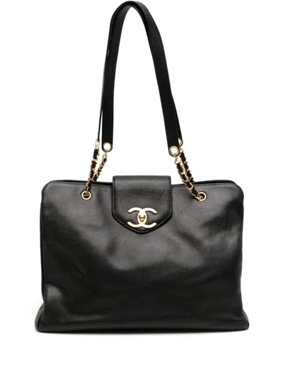 Pre-owned Chanel 1997 Jumbo Supermodel Shoulder Bag In Black